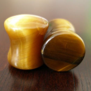 Tigers Eye Stone Plugs, 4g, 2g, 0g, 00g, 7/16, 1/2